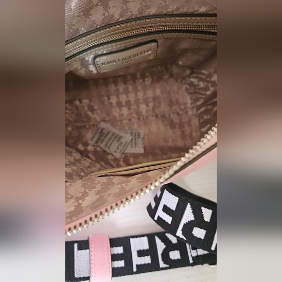 Karl Lagerfeld Pink Shoulder Bag with Logo Guitar Strap NWT - Picture 12 of 16